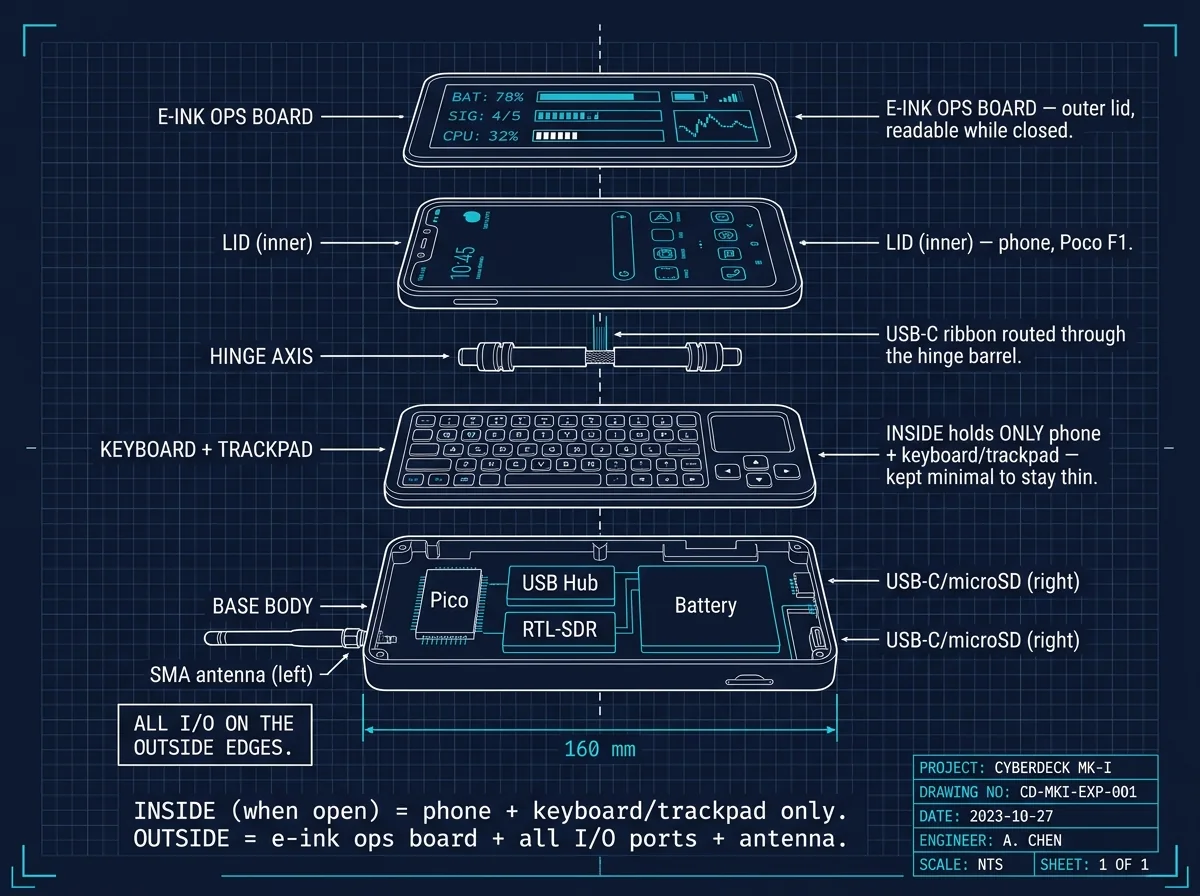Cyberdeck exploded view render